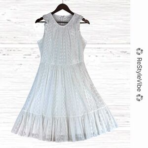CALVIN KLEIN Women’s Size 8 Dress Lace White Embroidered Knee Length Sleeveless